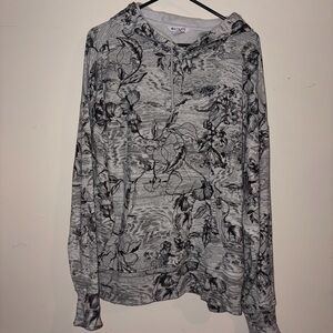 Athleta Gray Hoodie with Black Floral Pattern